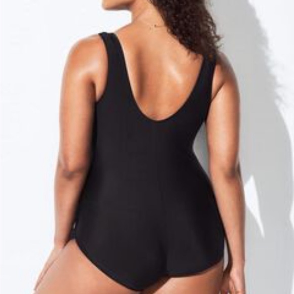 Swimsuits For All Sarong Front Black One Piece Size 12 NWT - Picture 9 of 9